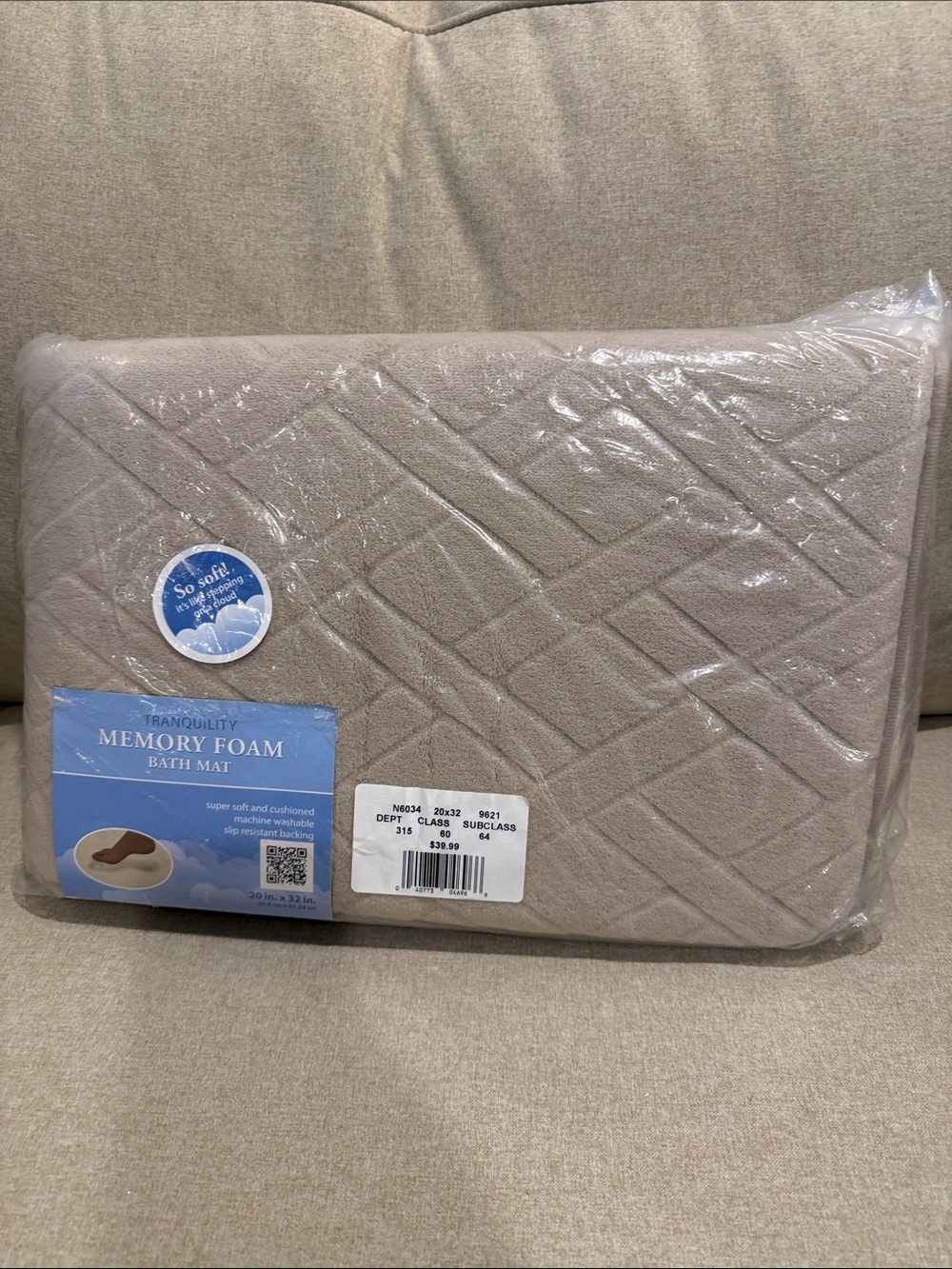 Mohawk Tranquility Quilted Memory Foam Bath Mat - Taupe